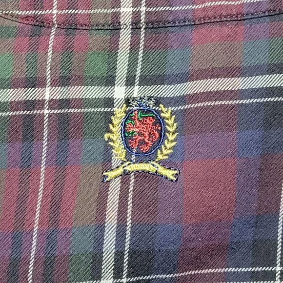 Tommy Hilfiger Mens Purple White Green Plaid Long Sleeve Button Up Shirt Size XL - Picture 6 of 12